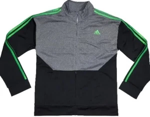 Adidas Zip Front Black/Gray 3-Striped Iconic Jacket Youth XL (18/20) - Picture 1 of 5