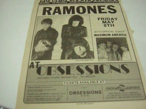 RAMONES PROMO AD EVENT SHOW OBESSIONS NJ 1987 JOEY RAMONE VINTAGE - Picture 1 of 4