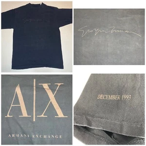 Vtg 90s Giorgio Armani Jeans Exchange Spellout Large T Shirt Single Stitch USA - Picture 1 of 10