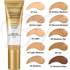 MAX FACTOR Miracle Second Skin Hybrid Foundation Coconut Oil SPF20 *ALL SHADES* - Picture 1 of 36