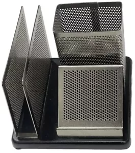 Newell Desk Organizer Metal/Wood 5-7/8 x 5-7/8 x 4-1/2 Black/Silver - Picture 1 of 6