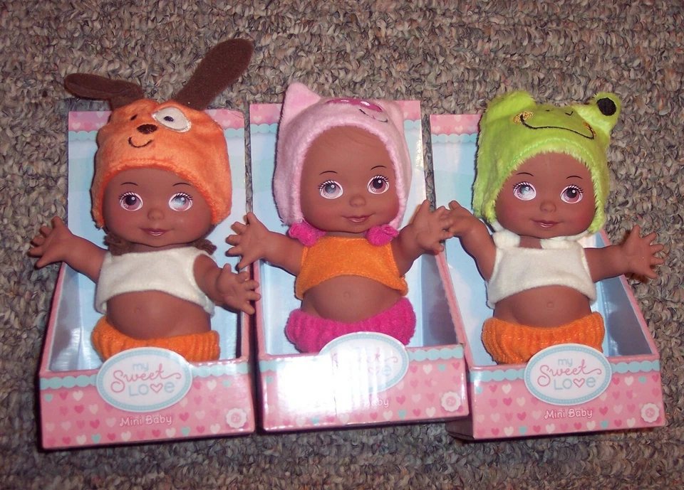 My Sweet Love AA Mini Baby Dolls Pig Puppy Dog Frog Hats NEW - Image 1 of 1