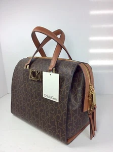 Black/Gold Calvin Klein Logo Large 12”x9”x6.5” Purse Tote Handbag Style H3JDE1XT - Picture 1 of 12