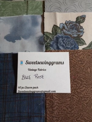 charm packs 5 x5 40 Piece. Blue Rose Splendor. All Designer Ferrics. - Image 1 of 3