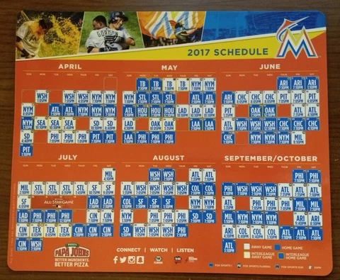 Miami Marlins Magnetic Schedule 2017 - L4 - Fast Shipping Cover