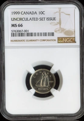 1999 Canada 10 Cents 10C NGC MS66 - Quality - Image 1 of 2