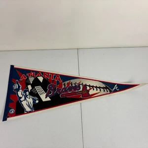 Vintage 90s Atlanta Braves Pennant MLB Baseball Made In USA - Picture 1 of 3