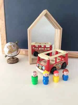23⚜ Ancien Mini Bus Véhicule Fisher Price 4 Personnages Vintage Authentique 1969 - Photo 1/4