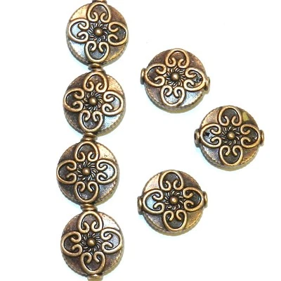 MBL3127 Adornado Cobre Antiguo 15mm Plano Redondo Flor Diseño Cuentas Metal 24 piezas Foto 1 de 4