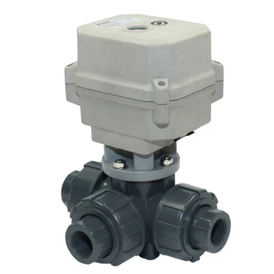 1/2 Inch DN15 3 Way AC110~230V PVC Motorized Ball Valve,With Manual Operation - Image 1 of 4