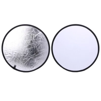 2 in 1 55-60cm Light Mulit Collapsible Disc Photography Reflector Silver/White - Image 1 of 4