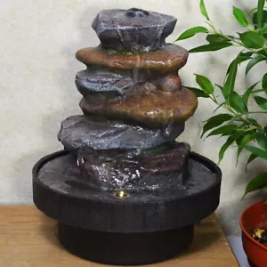 Stone Tower Water Fountain With Light Perfect Indoor Water Feature - Picture 1 of 3