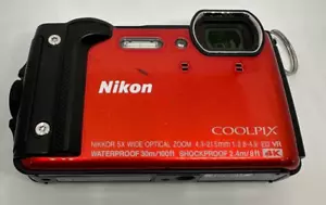 Nikon COOLPIX W300 BK Black Waterproof Digital Camera W300 Orange Used - Picture 1 of 8
