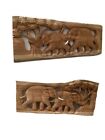 Wood Panel Carved Elephant Wall Art Hanging Natural Rustic Farmhouse Home Decor