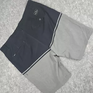 PELAGIC Avalon Hybrid Shorts Mens 36 Black Gray Stripe Fishing Swimming - Picture 1 of 10