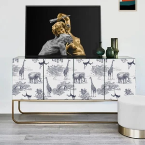 Elephant & Giraffe Peel and Stick Removable Self-Adhesive Wallpaper 17"x118" - Picture 1 of 6