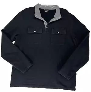 Michael Kors Men's XL Black Pullover 1/4 Snap Long Sleeve Cotton Blend Shirt - Picture 1 of 10