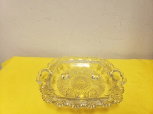 Pasari Fan Pattern Crystal Cut Footed 10" Candy dish with Handles - Picture 1 of 4