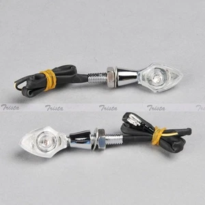 2x Chrome Motorcycle Mini LED Turn Signals Indicators Light Amber Universal #J31 - Picture 1 of 6