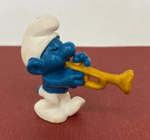 Vintage 1976 ☆ SMURFS ☆ Harmony Jazz Horn / Trumpet #20047 Figure - Imagen 1 de 3