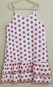 NWT GB Girls size M red white floral eyelet sleeveless A-line dress - Picture 1 of 5