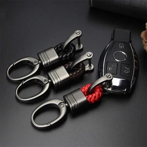 Mens Metal Leather Keyfob Key Chain Ring Car Keyring Keychain Key Holder AU - Picture 1 of 10