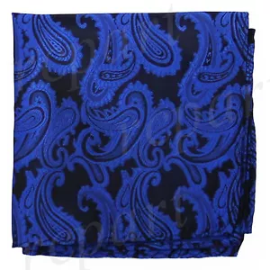 New Brand Q Men's micro fiber Pocket Square Hankie Only paisley Royal Blue prom - Picture 1 of 2