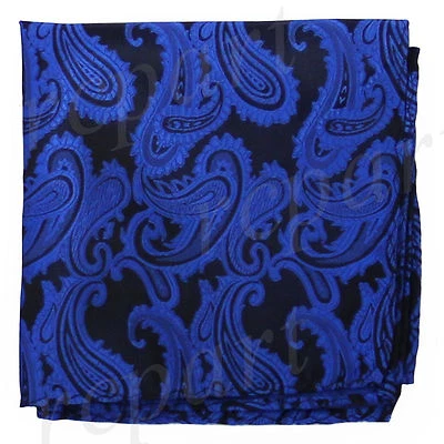 New Brand Q Men's micro fiber Pocket Square Hankie Only paisley Royal Blue prom - Image 1 of 2