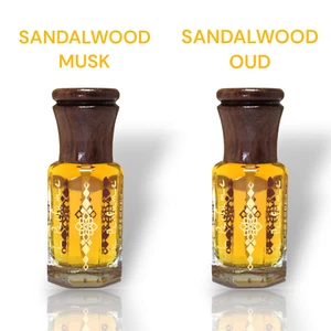 SANDALWOOD MUSK - SANDALWOOD OUD PACK OF 2 - PERFUME OIL / FRAGRANCE ATTAR OIL - Picture 1 of 5
