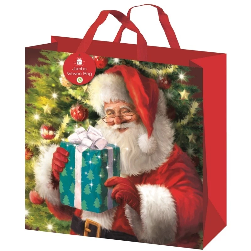 GIFTMAKER Christmas Present Jumbo Shopping Gift Wrapping Bag Santa Claus Design Reusable