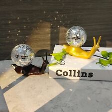 Disco Snail Miniature Snail Figurines Retro Reflective Disco Ball For Room Decor
