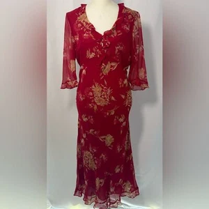Vestido midi vintage años 90 ICE con cuentas volantes TALLA 14P - Imagen 1 de 7