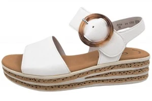 Gabor Damen Leder Sandalette Schnalle Weiß Keilabsatz 44-550-20 - Bild 1 von 3