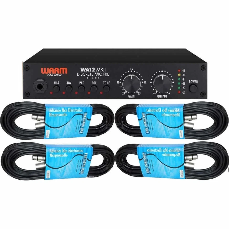 Warm Audio WA-12 MKII 1-Channel Microphone Preamp Black bundled with  XLR Cables - Image 1 of 3