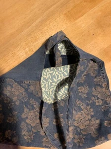 NEW HAND MADE UPCYCLED BLUE FLORAL DENIM MEDIUM SHOPPING BAG CANVAS LINING - Picture 1 of 3