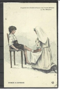 1918 FRENCH RED CROSS NURSE AT THE DISPENSER - Picture 1 of 2