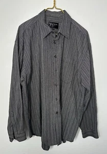 Camisa clásica con botones vintage Jay Y. Ko negra blanca a rayas para hombre XL DEFECTUOSA - Imagen 1 de 7