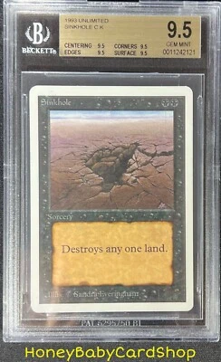 MTG Unlimited Edition 1993 Sinkhole BGS 9.5Q (TRUE QUAD) GEM MINT 93/94 - Image 1 of 4