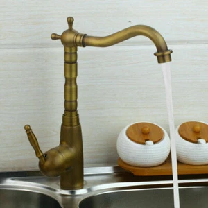 Kitchen Sink Faucet Antique Brass Finish 360 Swivel Spout Basin Faucets QD1212 - Bild 1 von 7