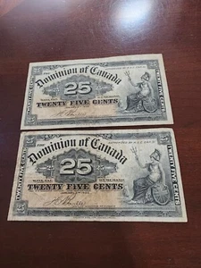 Canada 1900 25 cents 2 Banknotes - Picture 1 of 4