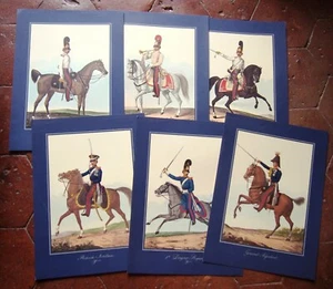 LOT DE 6 grandes gravures d'officiers Prussiens du 1er Empire cavalerie - Foto 1 di 4