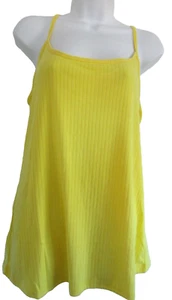 NWT Emily Stacy Womens size 1X  tank top  Adjustable Strap Ribbed Bright Yellow - Picture 1 of 12