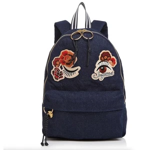 SEE BY CHLOE Andy Denim Mini Backpack Winky Eyes Embroidered Patch - Picture 1 of 12