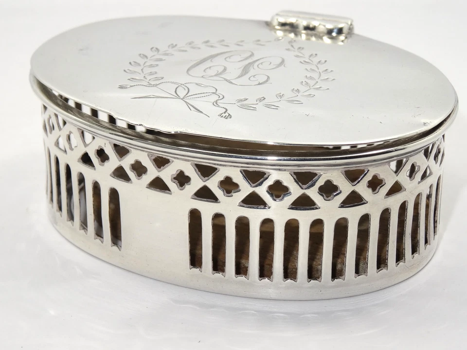 RARA CAJA RETICULADA ANTIGUA DOMINICK & HAFF ESTERLINA CON BISAGRAS VENDIDA POR M. GOONER  Foto 1 de 4