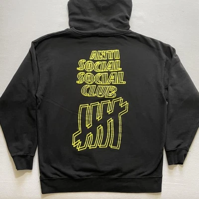 Anti Social Social Club Hoodie Mens XL Black Undefeated Collab Graphic Made USA - Image 1 of 4