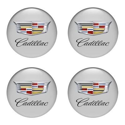 Juego de 4 pegatinas de tapa central de rueda abovedada Cadillac - emblemas de resina epoxi 3D Foto 1 de 3