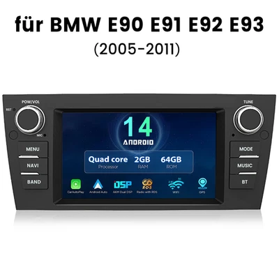 64GB Carplay Autoradio Android 14 GPS NAVI SWC WIFI Für BMW 3er E90 E91 E92 E93 - Bild 1 von 4