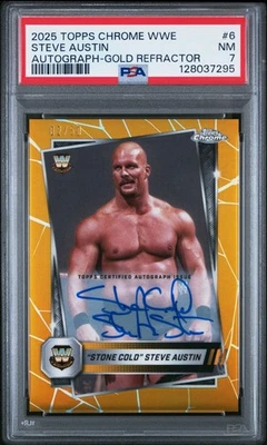2025 Topps Cromo WWE Steve Austin #6 Variación Autógrafo Dorado/50 PSA 7 Foto 1 de 2