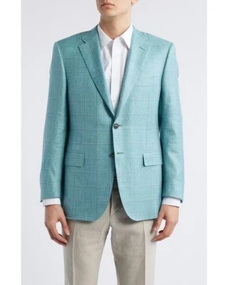 NEW Canali Siena Bright Green Check Cashmere Blend Sport Coat Sz 52R NWT $3,195 - Image 1 of 4