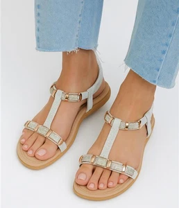 Nuevas Sandalias Acolchadas Para Mujer Brillantes Verano Informales Caminar Damas Sandalias Talla - Imagen 1 de 20